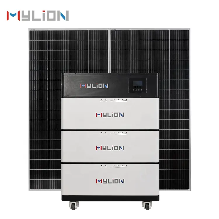 Mylion 15kwh sistema solare tutto in uno Inverter solare caricabatterie Lifepo4 pacco batteria casa sistema di stoccaggio Set completo