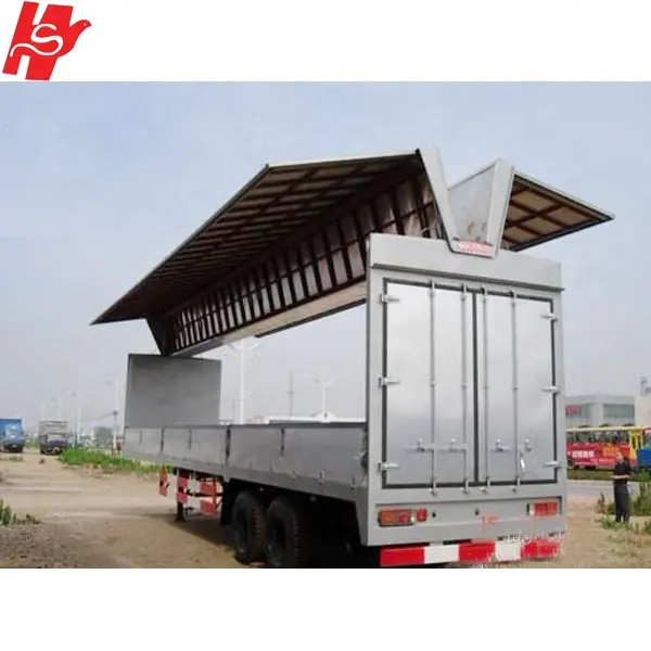 China fornecedor 3 eixos alumínio seco caixa de transporte de carga abertura van caminhão semi reboque com lados abertos