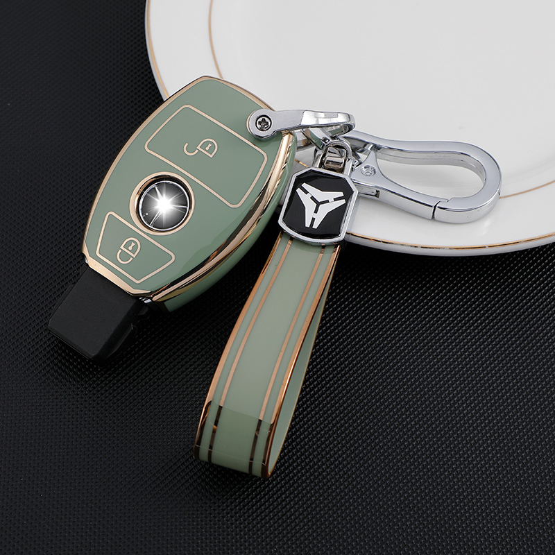 2 button cover+TPU keychain-green