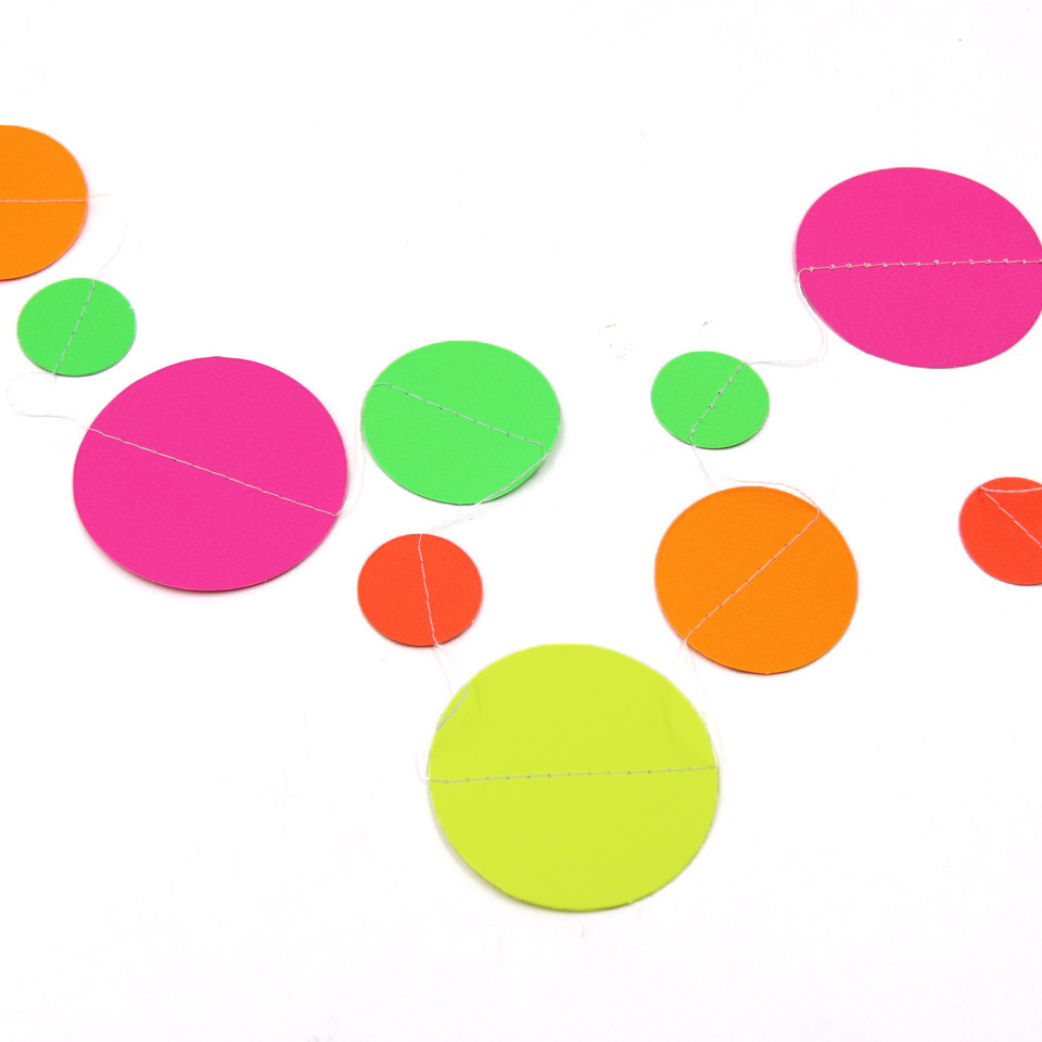 Guirlande néon colorée - 1pc 4,5 mètres, tailles variées, cercles et points