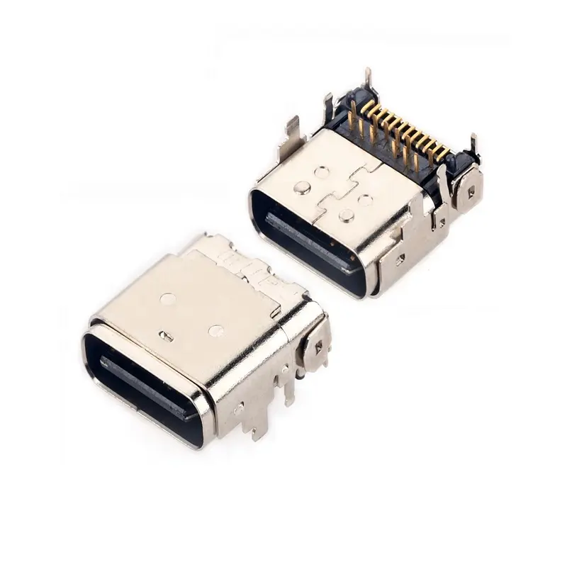 MUP 24PIN USB 3.1 Gen2 10Gbps Femelle USB Type C Hybrid Right-Angle Receptacle PCB Circuit connecteur à souder pour chargement