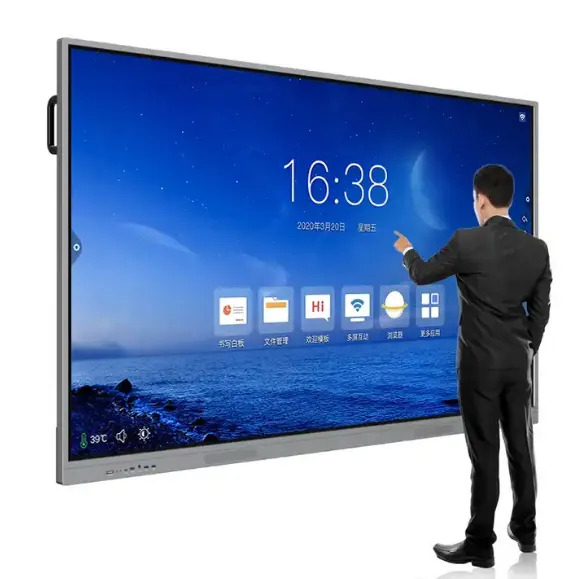 Pizarra Interactiva de doble sistema, tablero inteligente con pantalla táctil para educación o conferencia, 55 ", 65", 75 ", 86", 98"