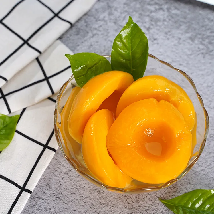 Hochwertige 425 3000g gelbe Pfirsich hälften in Dosen bei leichtem Muster