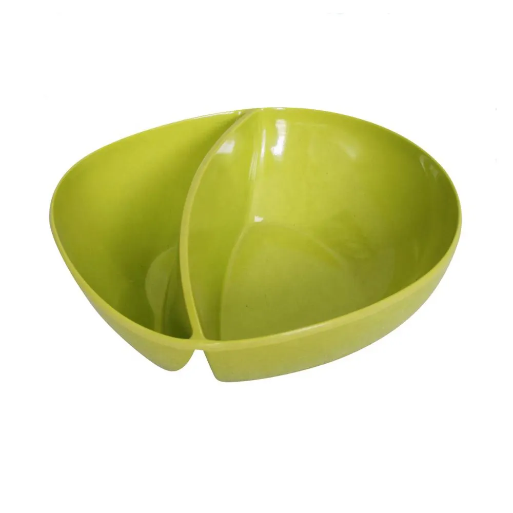 Eco-friendly Melamine Divided Bowl for Vegetables & Milk Bamboo Fiber Light Green Color Bowl for Home and Restaurant