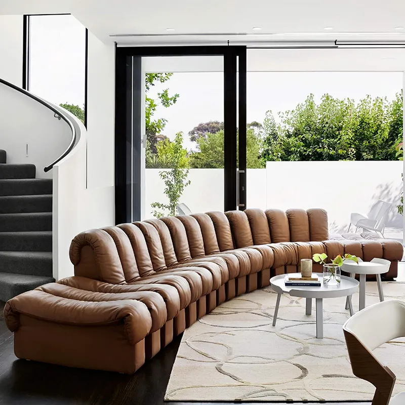 Aomisi Casa giữa thế kỷ thiết kế hiện đại đồ nội thất không ngừng rắn Modular sofa Nâu sofa da sinh sản cho bán
