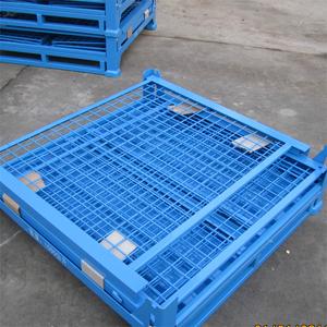 Contenedores de almacenamiento de alambre de malla metálica duraderos Contenedores de apilamiento plegables rentables Jaula de almacenamiento apilable para palés de almacén - Product Image 3