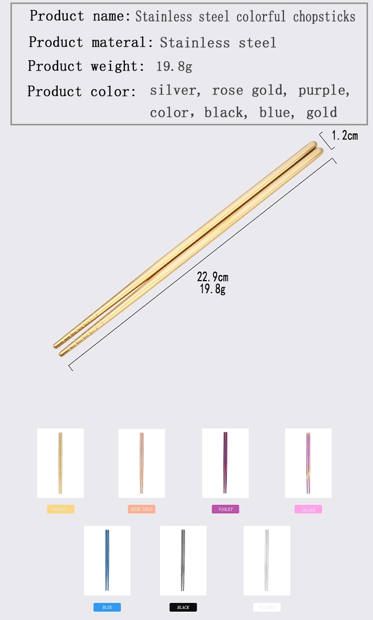 Non-Slip Chinese Stainless Steel Reusable Metal Chopstick for Sushi Food Sticks Tableware Kitchen