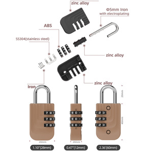 Ingrosso su misura 3 quadrante cifra codice numero Password lucchetto sicurezza viaggio sicuro lucchetto combinazione serratura Mini borsa serratura - Product Image 3