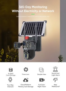V380 güneş enerjili güvenlik kamerası 4 Lens 3 ekranlar açık güvenlik ağ kamerası 360 derece kablosuz WIFI 4G güneş kamera - Product Image 5