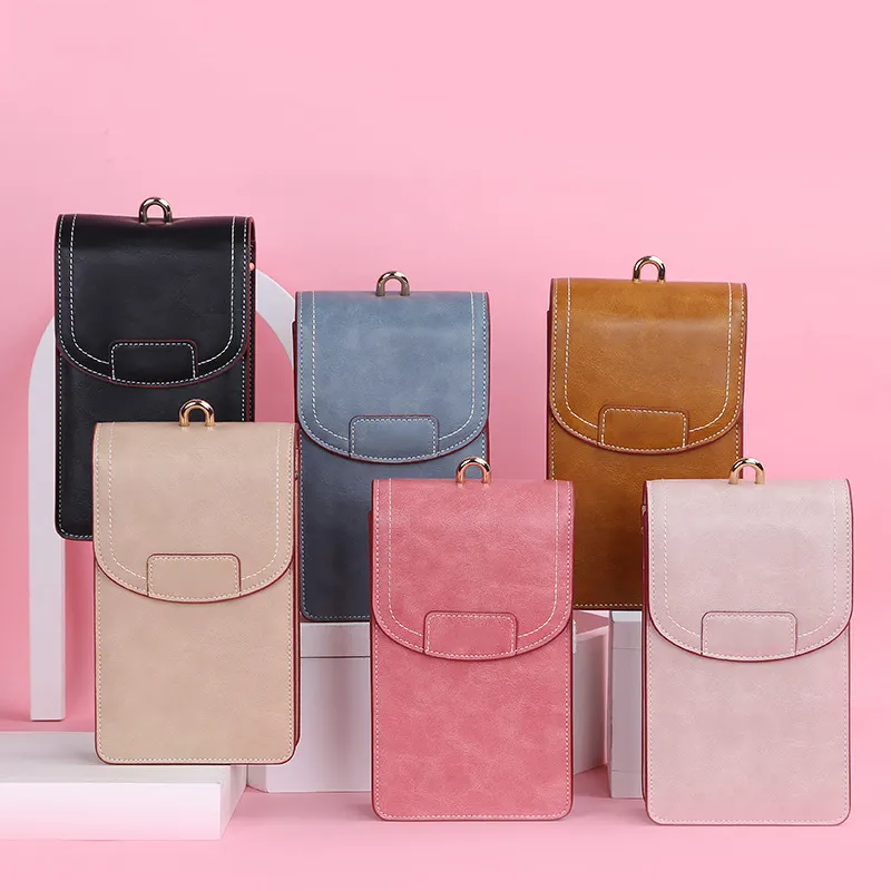 नई कोरियन शैली छोटे चमड़े के क्रॉसबॉडी बैग महिला सेल फोन वॉलेट पर्स वाइड कंधे का पट्टा बैग डायगोनल मोबाइल बैग