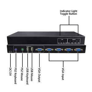 1080P 4 puertos VGA KVM Switch 4 entradas 1 salida 4x1 VGA Switcher con consola USB PS2