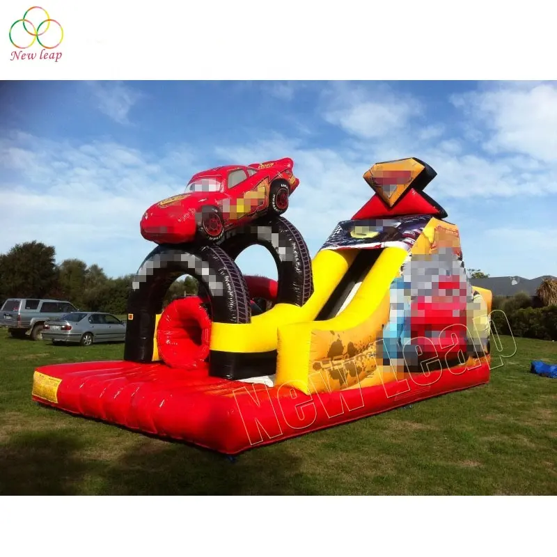 Outdoor Rental Inflatable car bounce slide combo commercial bouncy obstacle slide for kids