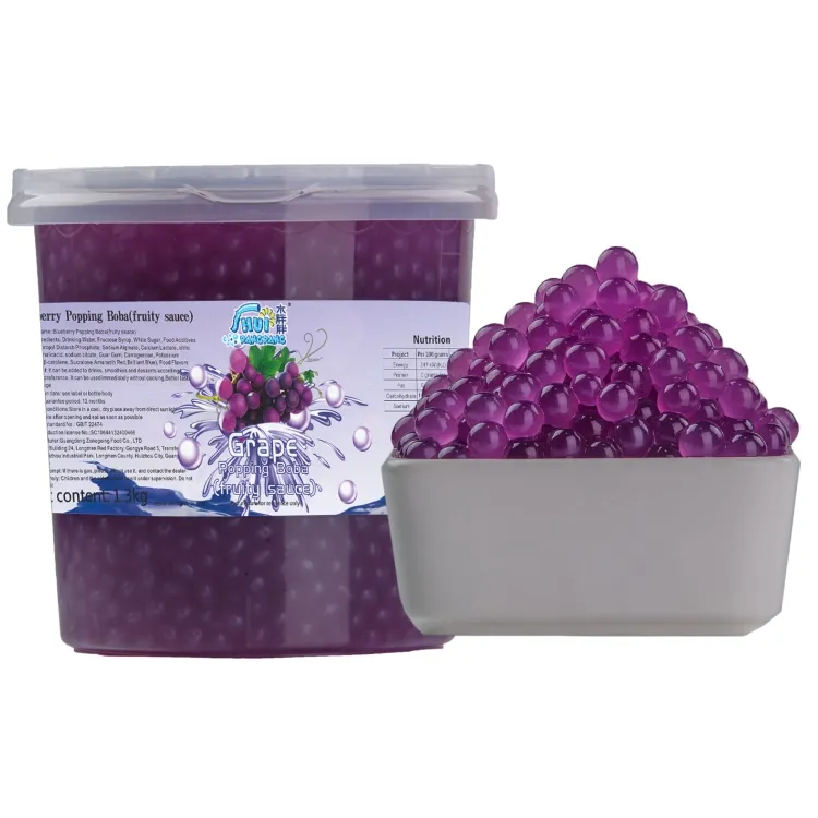1.3KG Grape High Selling Own Label Boba Popping Pearls Fruit Juice Bursting Ball Boba Bubble Tea Ingredients