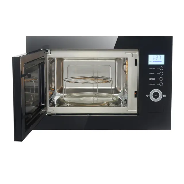 25 L built-in microwave oven LED tampilan digital barbekyu stainless steel ruang dalam grill meja putar oven microwave