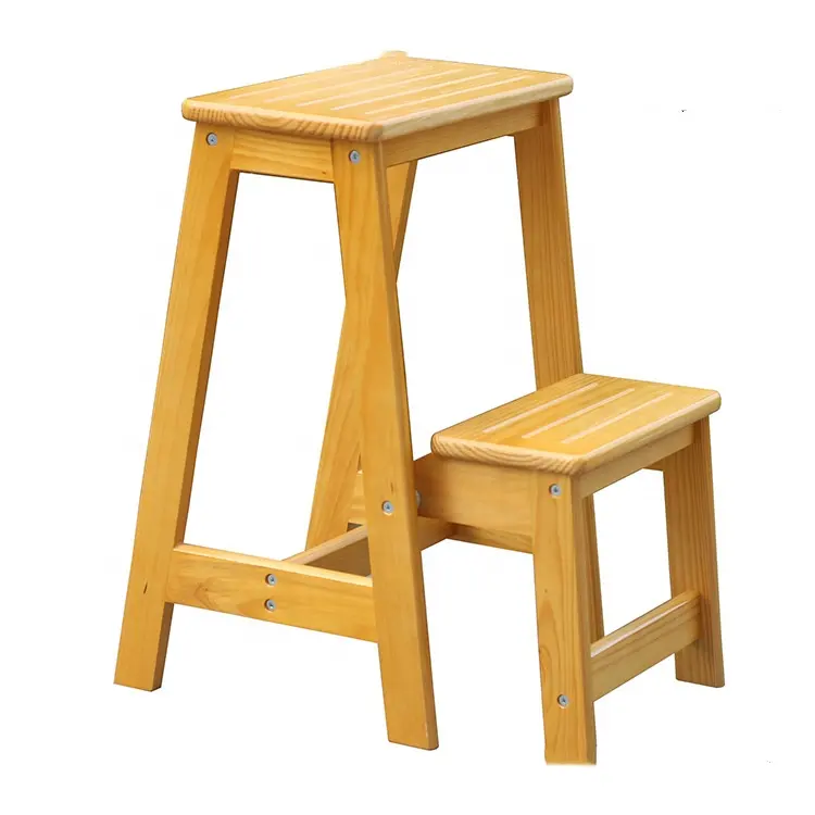 HE-2060, fabricación de escaleras de Taburete de 2 escalones de madera plegables multifuncionales para exteriores, también se pueden personalizar las sillas de Bar