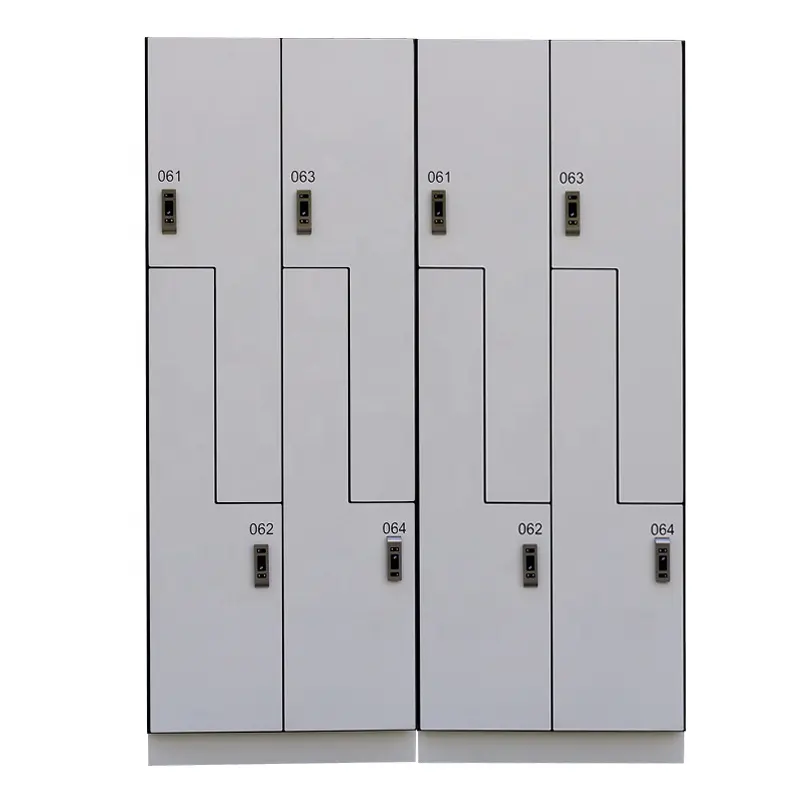 Armario laminado compacto de alta presión con forma de Z, armario de almacenamiento laminado de panel HPL, armario de madera