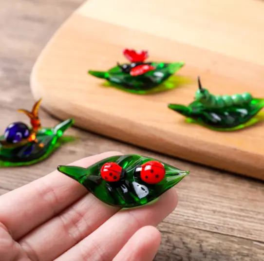 Piccoli insetti creativi ornamenti di vetro da tavolo sette stelle coccinella formica farfalla lumaca bruco ornamenti decorativi