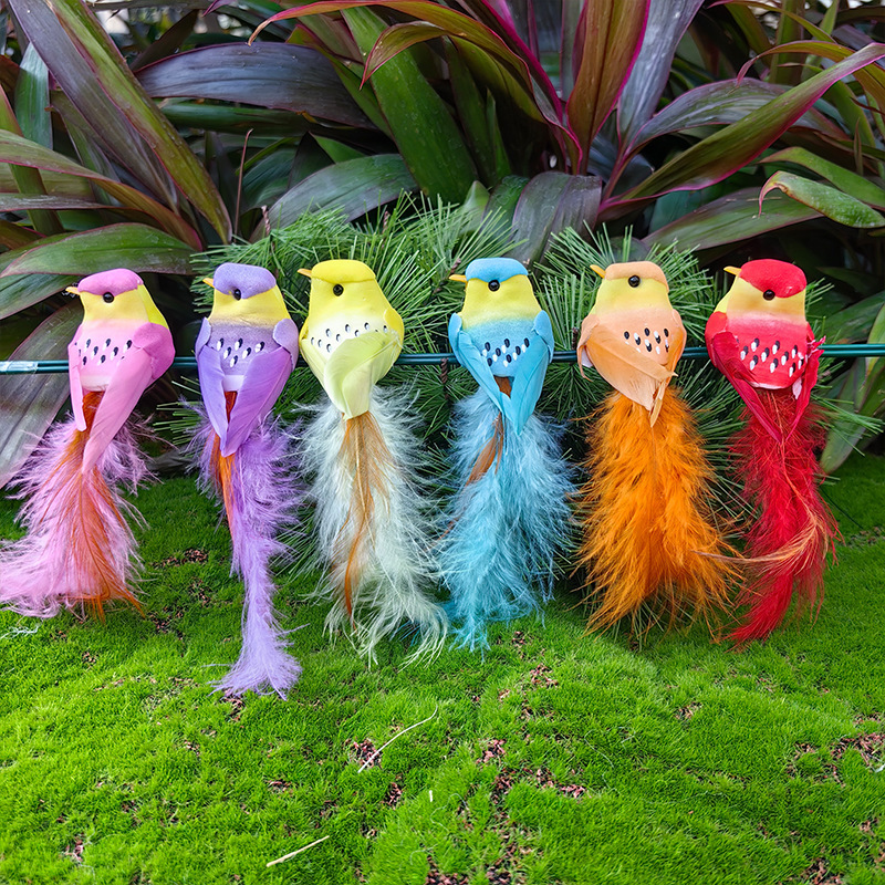 Oiseaux en peluche de couleurs mélangées-1 paquet/12 pièces