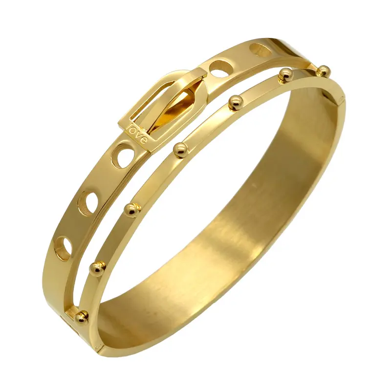 Modeschmuck Gürtels chnalle Breite Manschette Armband Armband Gold Farbe Liebe Doppel kreis Schnitz armband Für Frauen Armband Armreifen