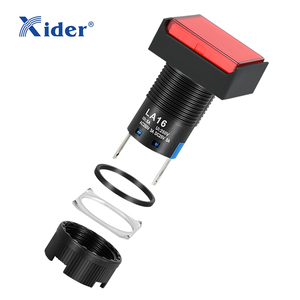 LA16-22CFD piccolo interruttore a pulsante rettangolo installato con luce blu - Product Image 4