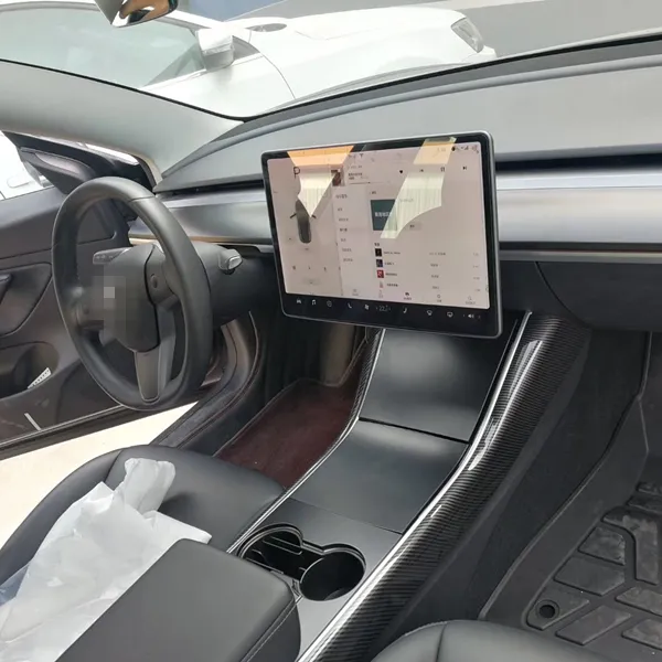 Mobil Interior dengan Gesper Kontrol Pusat Dekorasi Stiker Panel Protection Instrument Trim Auto Aksesoris untuk Tesla MODE3