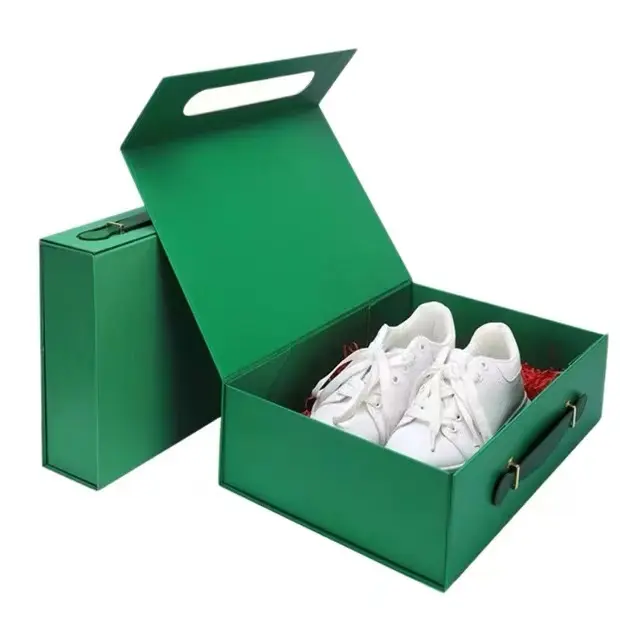 Scatola di cartone rigido di lusso personalizzato scatola regalo pieghevole scatola di scarpe magnetiche con manico