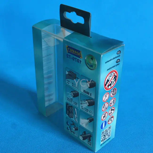 Caixa de embalagem de PVC transparente para produtos eletrônicos, logotipo personalizado, caixa de acetato de vinco macio