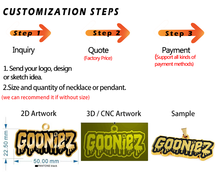 steps to customize your pendant or necklace