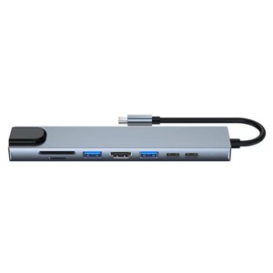 Factory Explosion Aluminum Alloy Type-c Eight-in-one Expansion Dock USB 3.0 <strong>HUB</strong> <strong>Network</strong> Port <strong>Computer</strong> Splitter - Product Image 4