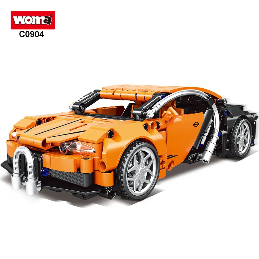 WOMA TOY C0904 Technik kleiner Mini-Mikro-Ziegel kleiner Kunststoff-ABS-Baustein Rückziehbares Sportwagen-Spielzeugset für Jungen