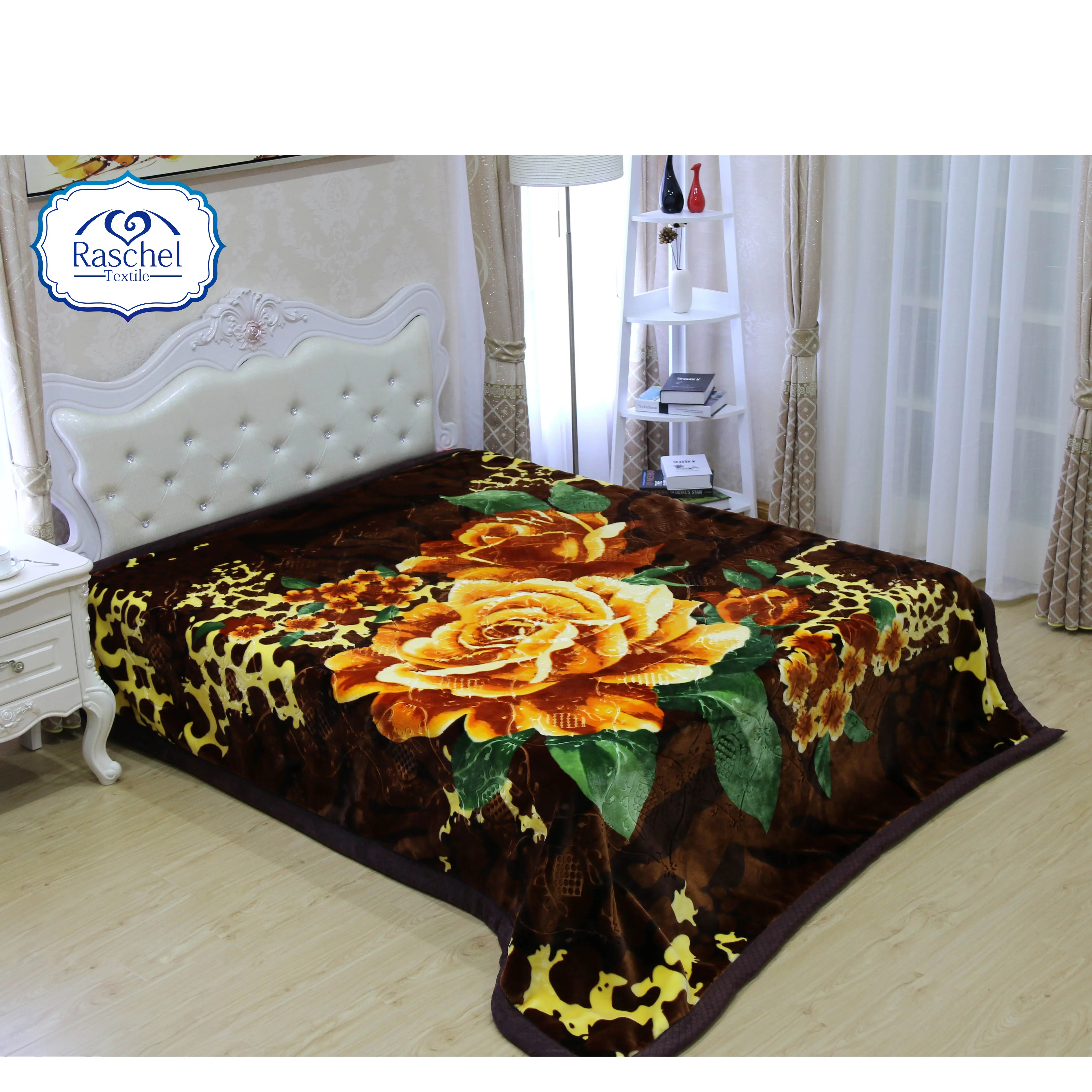 100% polyester Golden royal winter double ply korean style mink blanket