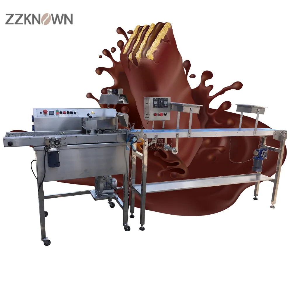 OEM 30kg Full Automatic Chocolate Depositing Enrobing Filling One-shot Machinery with double Depositor Cooling Tunnel