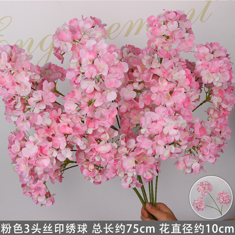 Porte-hortensia sérigraphié 3 têtes rose