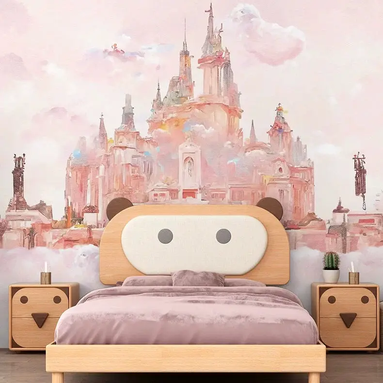 Papel pintado princesa Castillo pared Mural personalizado pared calcomanías para niños dormitorio niña habitación guardería pared decoración sala de juegos