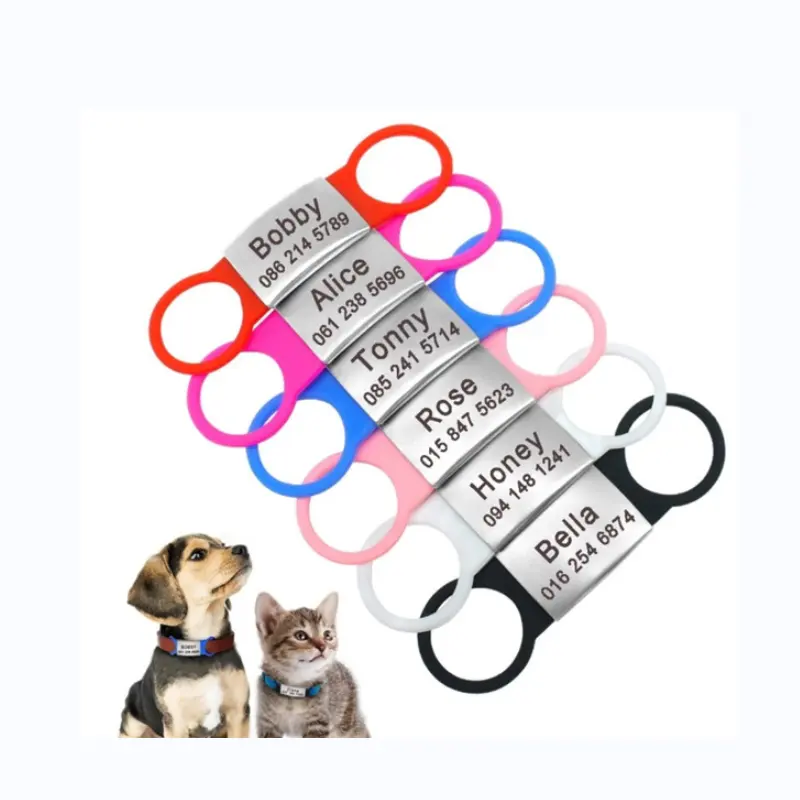 Nieuwste Fashion Silicon Pet Id Kraag Met Qr Code Halsband Hond Id