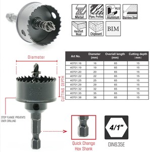 TOOLWAY darbe delik testere kesici Pilot bit bahar bi metal holesaws için metal ahşap çelik - Product Image 2