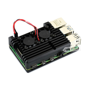 Waveshare Aluminium Alloy <strong>Case</strong> for <strong>Raspberry</strong> <strong>Pi</strong> 4 <strong>Model</strong> B Black Armour with Dual Cooling Fans - Product Image 4