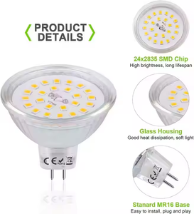 MR16 LED ฮาโลเจน5W 24V 50W GU5.3ฐาน Bi-Pin - Product Image 1