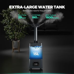 Humidificador grande Mars Hydro 15L para plantas con sensor ultrasónico de humedad y temperatura de niebla fría y control remoto - Product Image 4