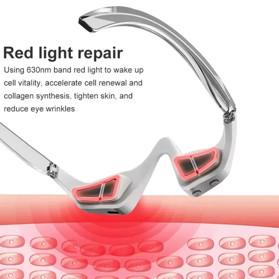 Dispositivo de terapia de luz roja Led, masajeador ocular Ems de microcorriente antienvejecimiento, vibración 3D para arrugas, eliminación de ojeras