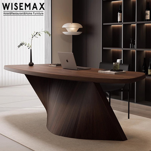 WISEMAX мебель, итальянский минималистский дизайн, мебель для Кабинета, деревянный компьютерный стол, роскошный изогнутый стол для квартиры - Product Image 3