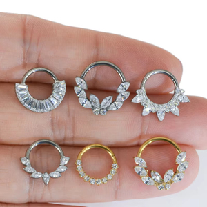 <strong>Titanium</strong> Hinged Segment Ring 18G Golden Nose Piercing Septum Clicker Earrings Tragus Cartilage ASTM Jewelry in Stock - Product Image 4