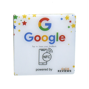 Factory Customization 13.56mhz NFC Chip Google Reviews Stickers Acrylic QR <strong>Code</strong> NFC Menu Sign Social Media Google Review Plate