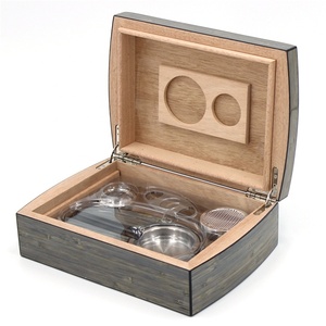 Desk Top With Ashtray Cutter <strong>Set</strong> Cedar <strong>Humidor</strong> Large Capacity Wooden Cigar Box <strong>Humidor</strong> - Product Image 2
