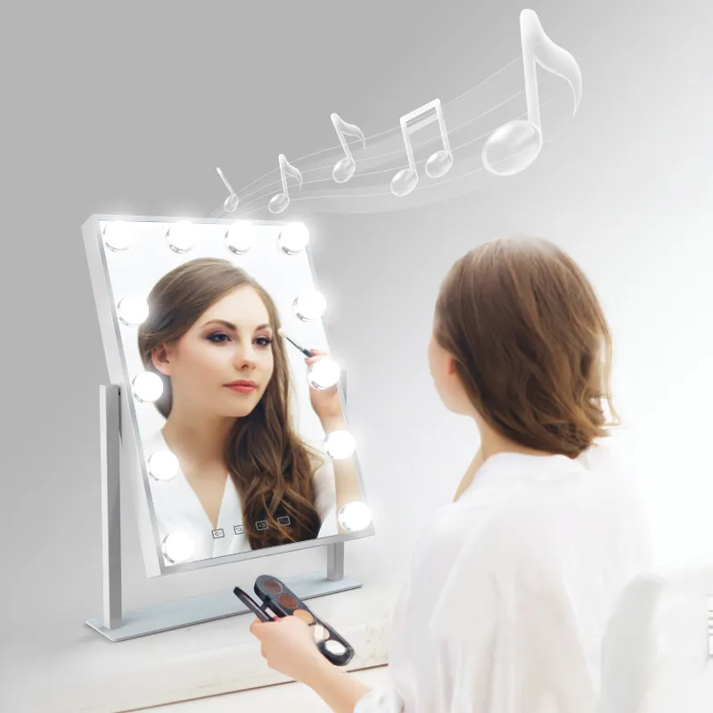 Logo personalizzato Desktop Touch Sensor Switch dimmerabile toletta Vanity Hollywood specchio per il trucco con luce a Led