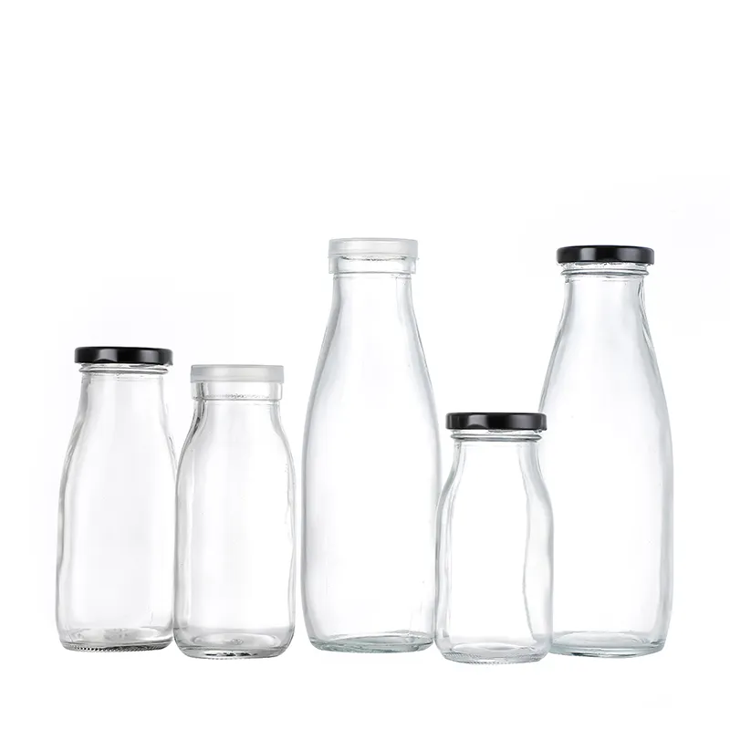 Botella de leche de vidrio con tapa de Metal, Grado Alimenticio, 200ml, 500ml, 1000ml, venta al por mayor