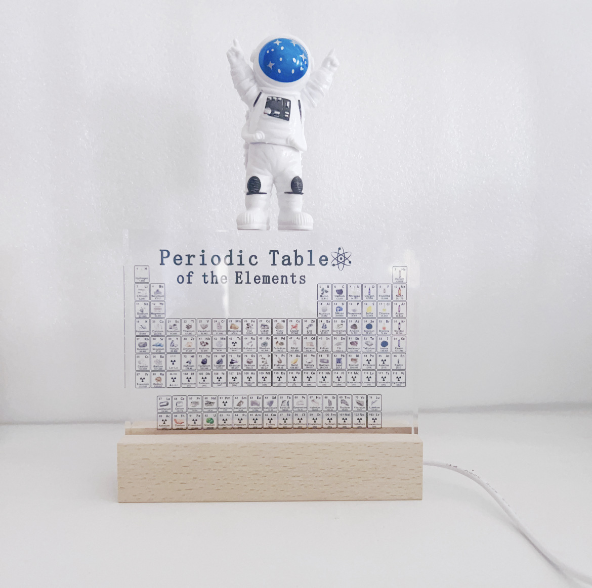 Transparent printed usb with light base-blue face astronaut