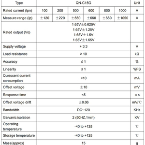 Sensore di corrente per auto di nuova energia Controller QN-C15S Dc 100A 200A 400A / 2.5 ± 2V 2.5 ± 0.625V PCB trasduttore di corrente - Product Image 4