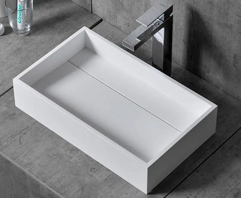 Lavabo de salle de bains en marbre italien, de Surface unie, en pierre moulé