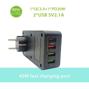 新设计的欧洲旅行适配器插座便携式插座，带带PD20W + QC3.0充电端口的USB快速充电电源条 - Product Image 5
